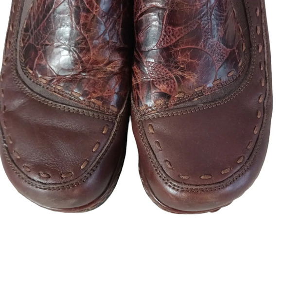 Klogs Brown Embossed Leather Slip On Comfort Mules Work Cogs size 10-10.5 - Picture 3 of 10